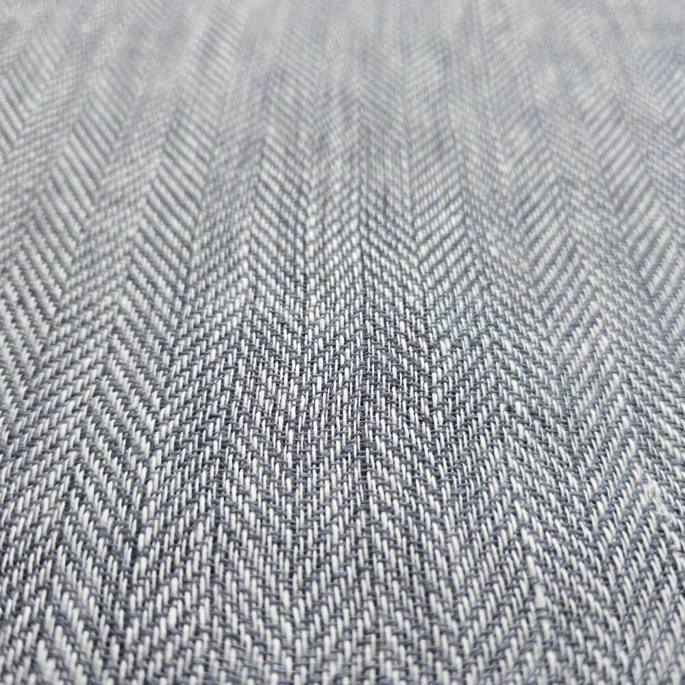 NWOT McNutt Linen Herringbone Scarf Grey Blue